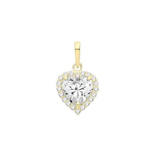 9ct Yellow Gold Ladies' Cz Pendant 8.6 X 8.3mm Heart